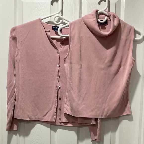 Ann Taylor Sweaters - Ann Taylor silk sweater set cardigan & sleeveless cowl neck shell S